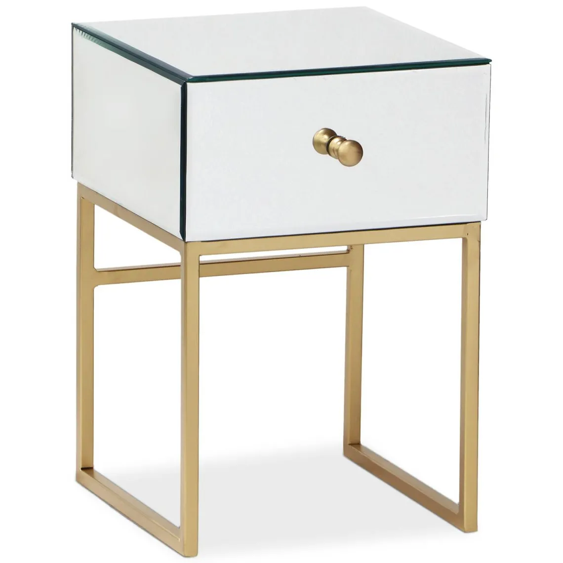 Lot De 2 Tables De Chevet 1 Tiroir NARCISSO Miroir Or | 3 Suisses